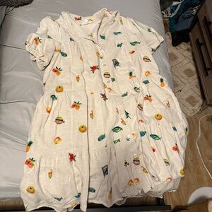 Fruit Print Cream Dress